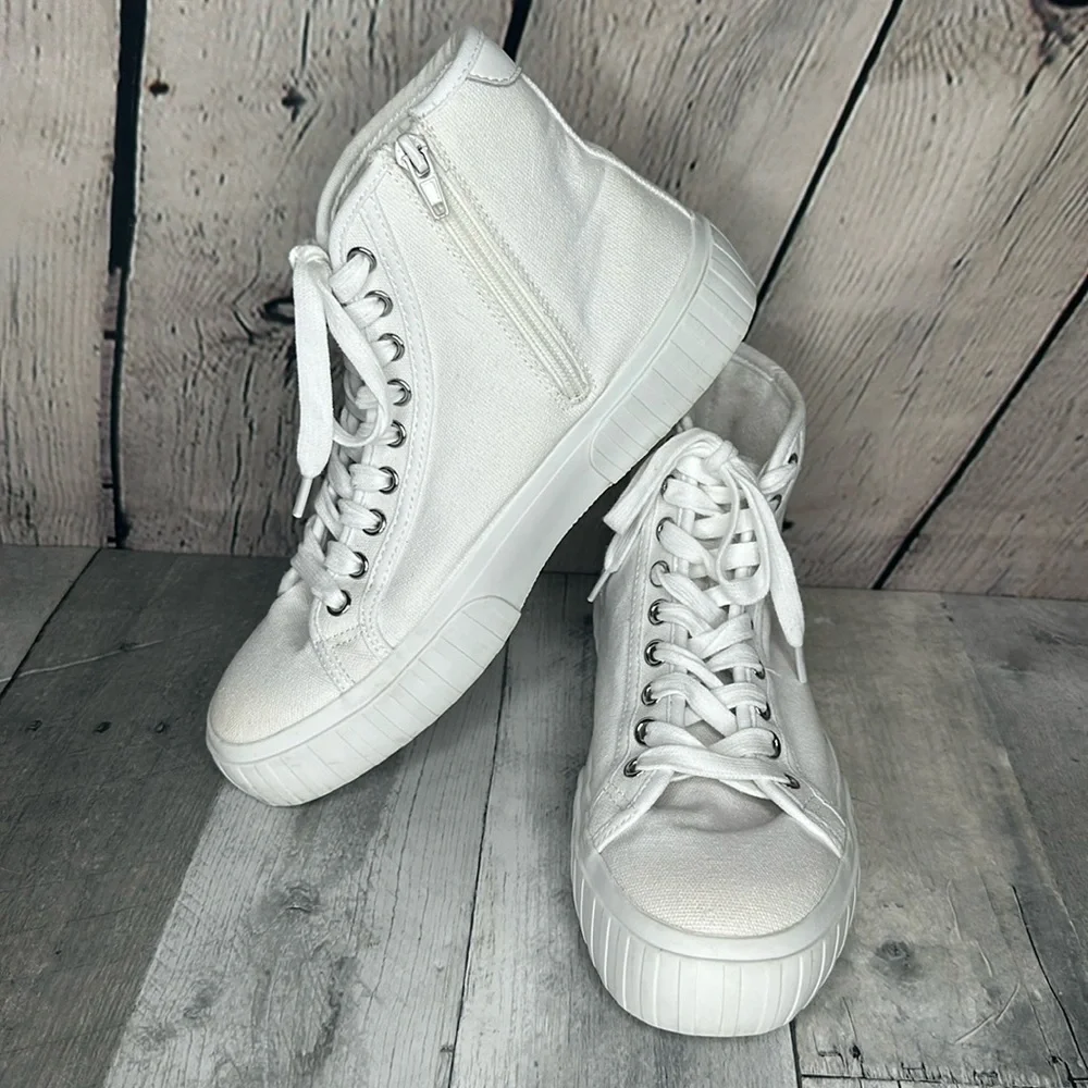 Steve Madden Side Zip High Top Sneakers Size 8.5 - Picture 1 of 8